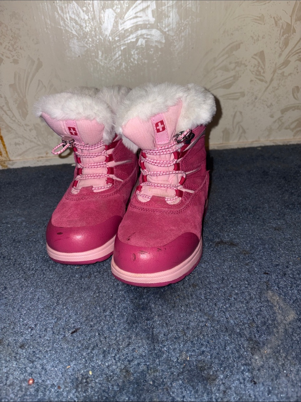 3M Thinsulate Pink Kids Winter Boots with Faux Fur Cuff